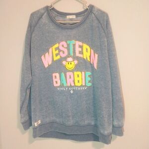 Simply Southern Womens Western Barbie Crew Neck Sweater Sz Large